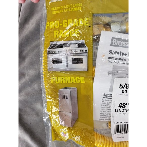 BrassCraft 48-in 1/2-in FIP Inlet x 5/8-in OD Outlet Stainless Steel Gas Connect - Picture 7 of 11